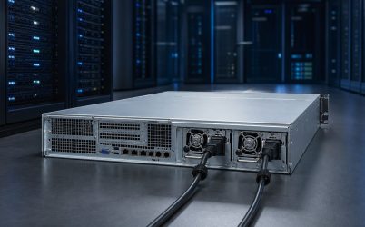 Complete dual hot-plug redundant power modules installed in a rack server