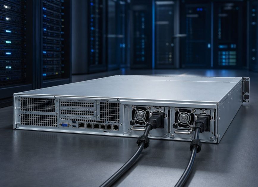 Complete dual hot-plug redundant power modules installed in a rack server