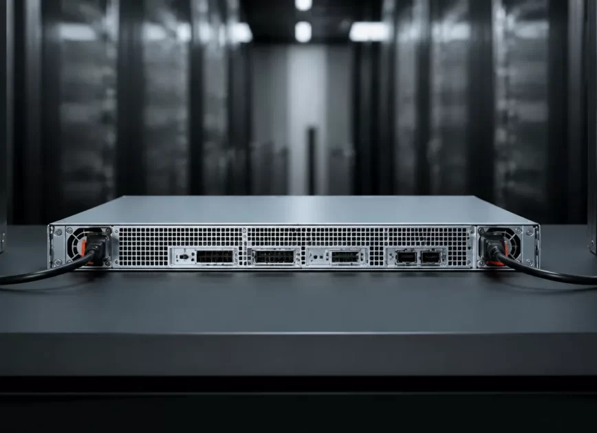 Compact 1U server with two redundant hot-swap power modules