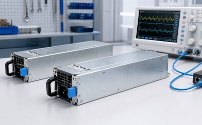 2200W PMBus redundant server power supplies on an engineering validation bench