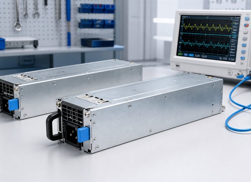 2200W PMBus redundant server power supplies on an engineering validation bench