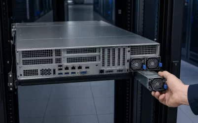 Complete rack server during hot-swap power module service