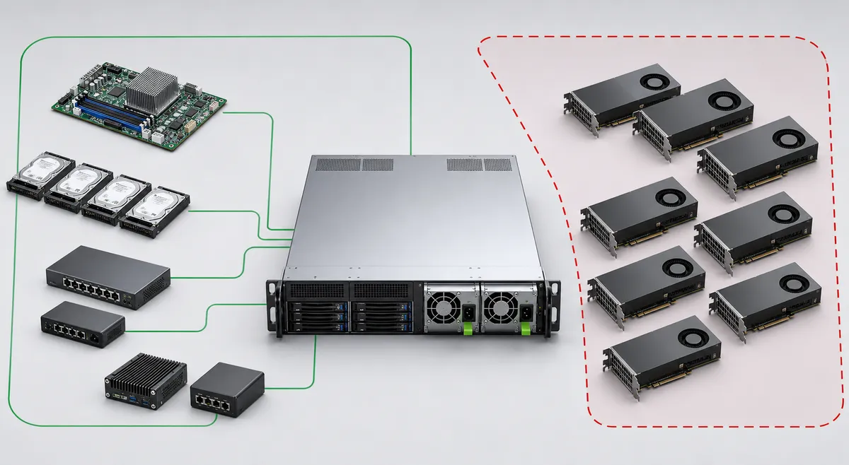 Compact server application envelope compared with a dense accelerator workload
