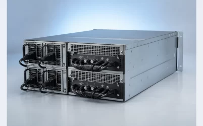 Complete 4U rackmount server with four identical modular redundant power supply units