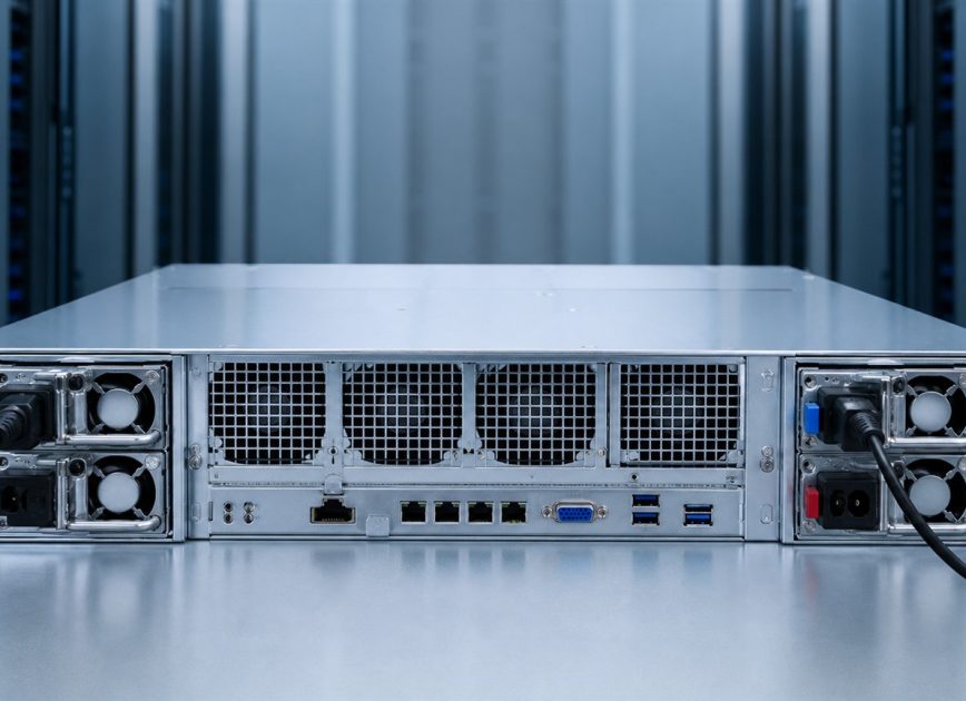 Platinum class redundant server power supply modules installed in a complete server