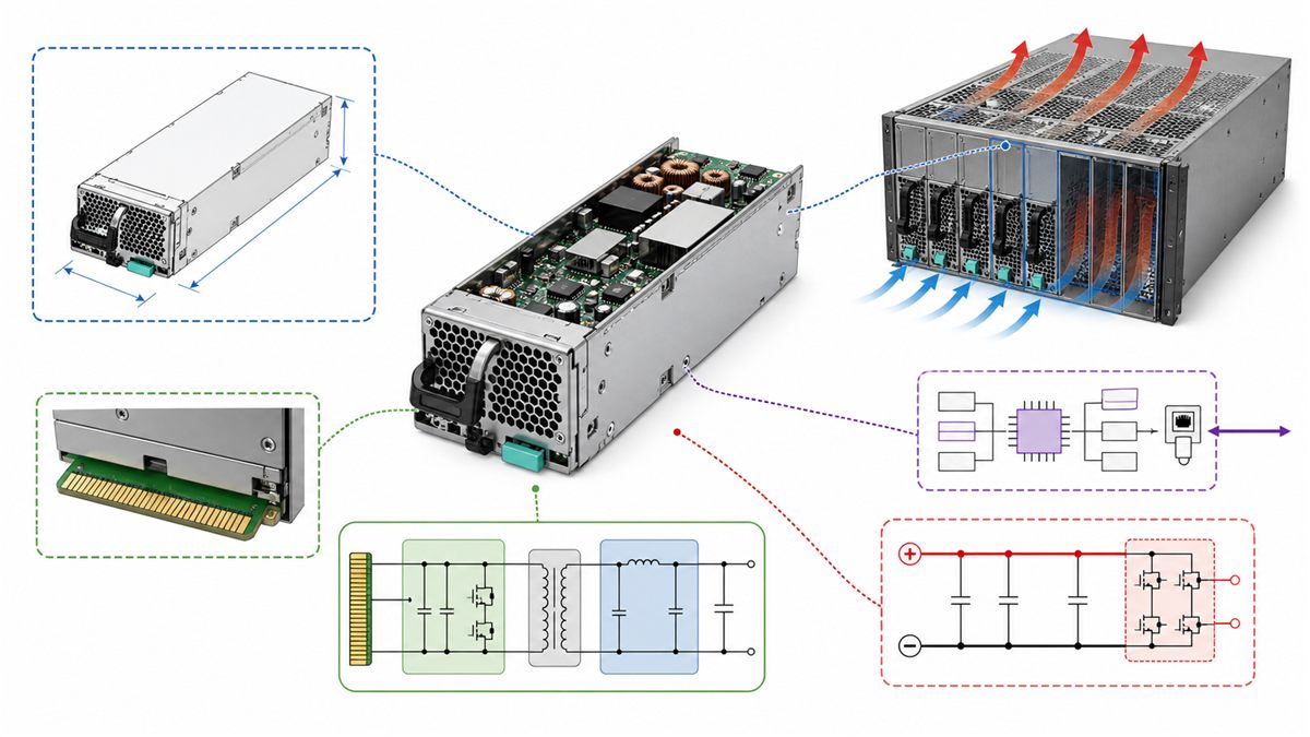 Electrical and management interfaces for a high power PMBus redundant server supply
