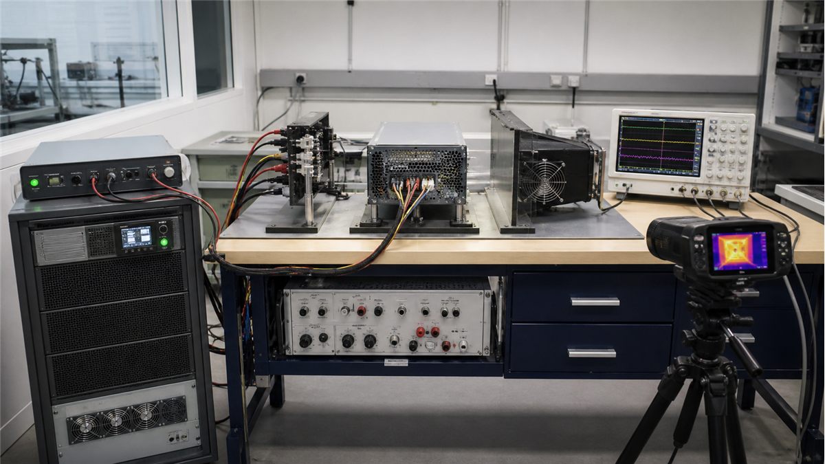 CRPS power supply qualification with dynamic load oscilloscope thermal and management checks