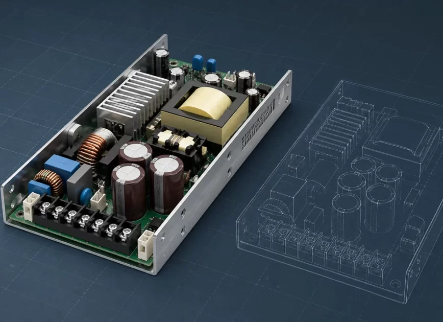 Complete open-frame power supply platform beside an alternative mechanical design envelope