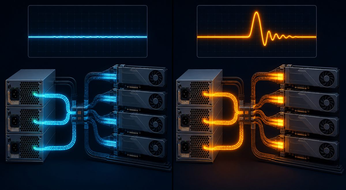 GPU server power supplies responding to a rapid accelerator load transient