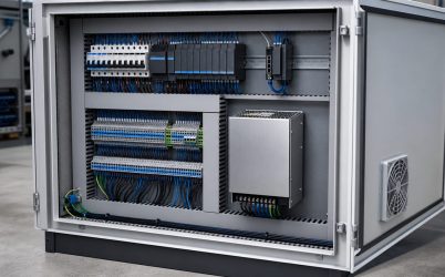 Complete industrial switching power supply installed in an automation control cabinet