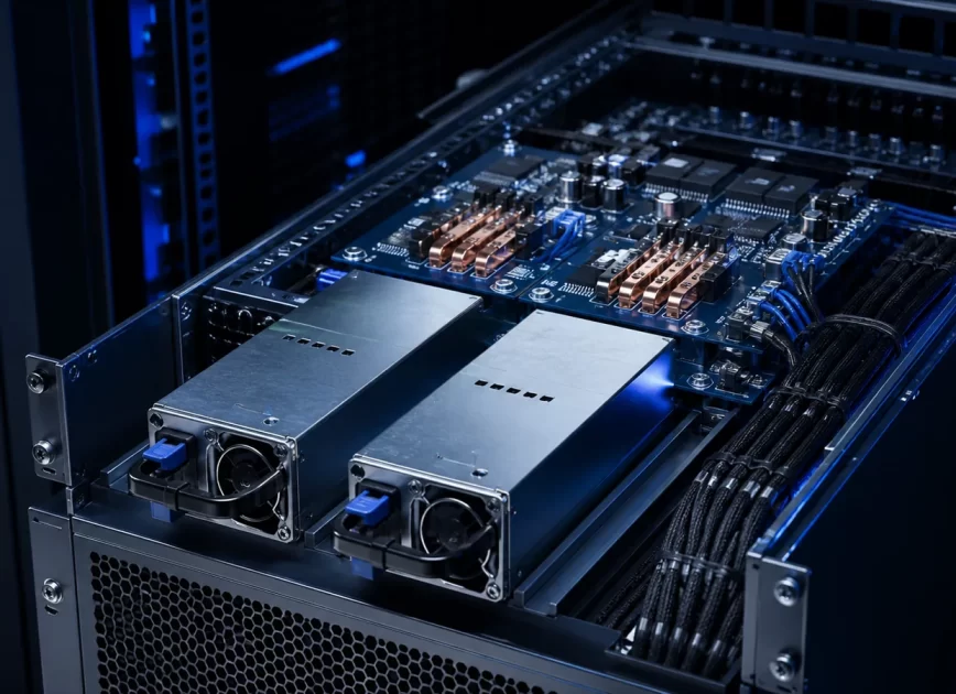 Redundant CRPS modules connected to a power distribution board