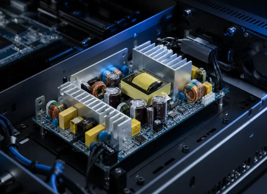 Open frame power supply installed in electronic equipment