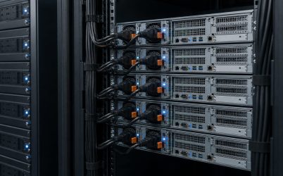Rack server power supplies connected in a data center rack