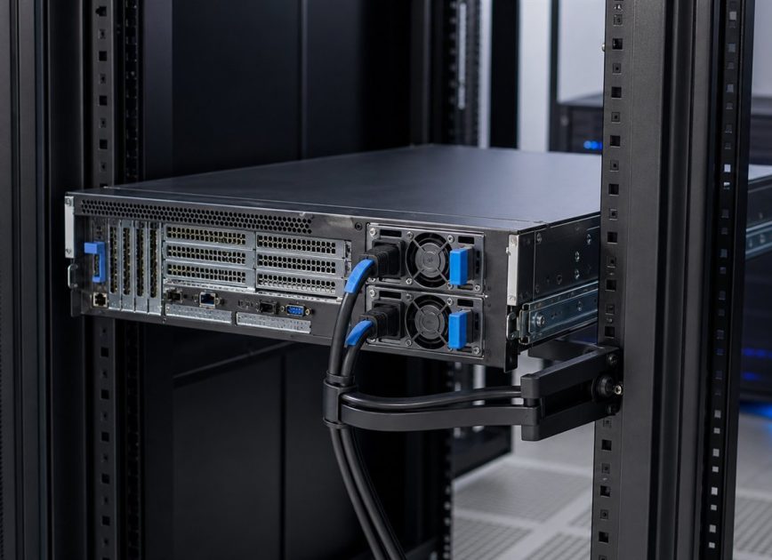 Rackmount server with complete redundant power supply modules and service clearance