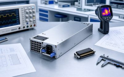 Complete server PSU undergoing electrical mechanical and thermal requirements review