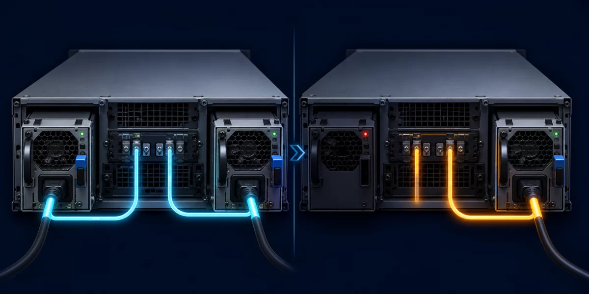 Server PSU wattage transition from shared operation to one surviving module