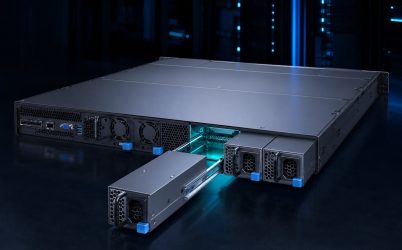 Complete rack server with modular CRPS power supplies illustrating removable redundant architecture