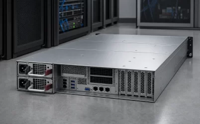 Complete rack server with hot-plug power supplies in a data-center environment
