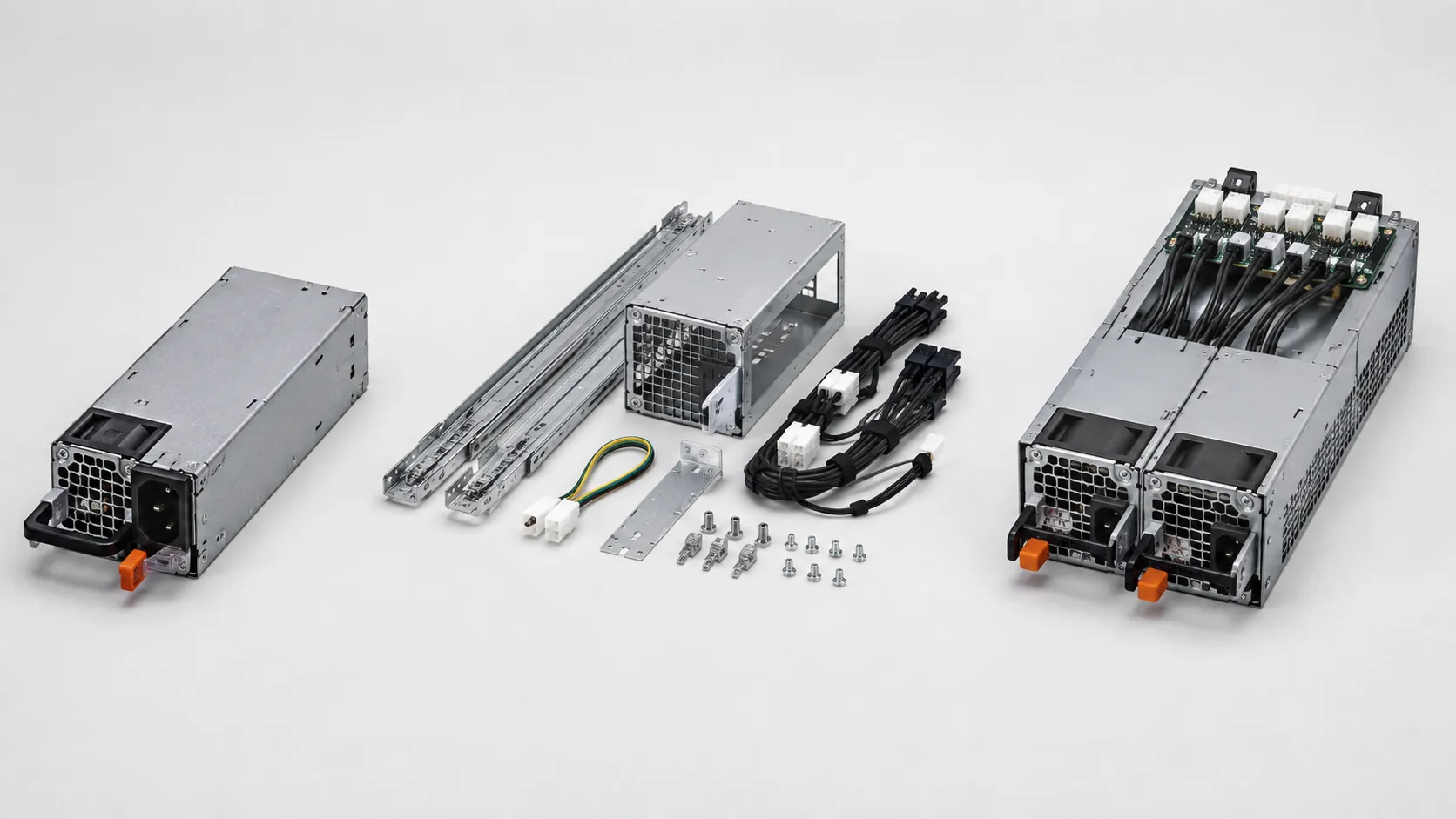 Complete server PSU module, OEM kit, and dual-module power assembly shown as different purchase objects