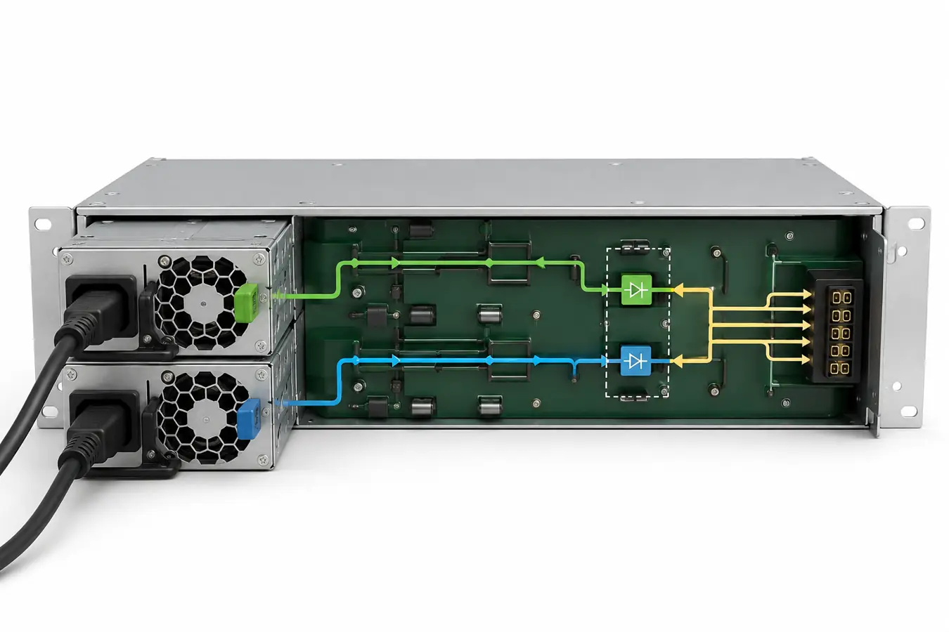 CRPS one plus one redundant power supply backplane architecture