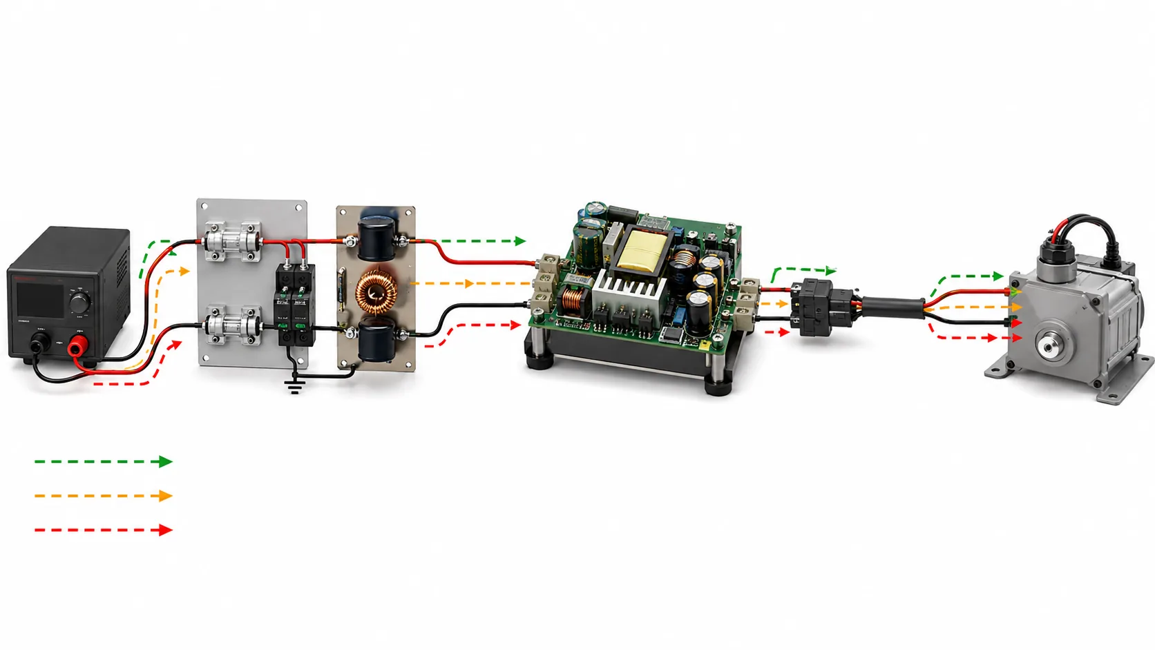 DC source states mapped through an open frame converter to an industrial load