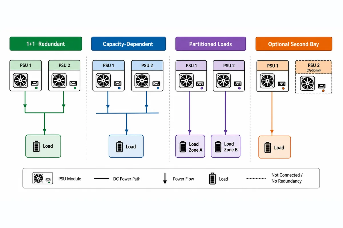 Dual server power supplies connected through separate A and B rack power paths