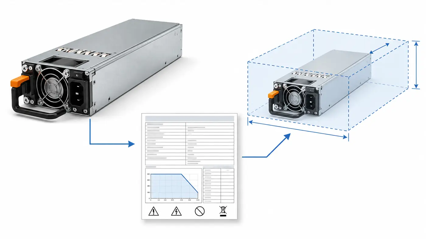 evidence sources feeding separate fields in a high wattage server psu comparison worksheet