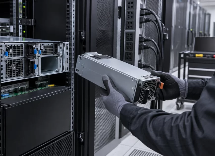 High power server supply in low voltage rack