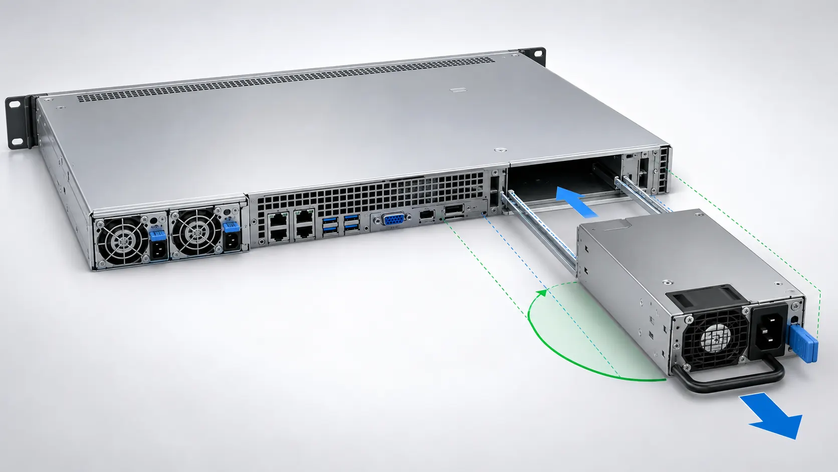One unit server power supply chassis fit and clearance