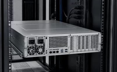 Rack server with redundant power supplies in a data-center rack