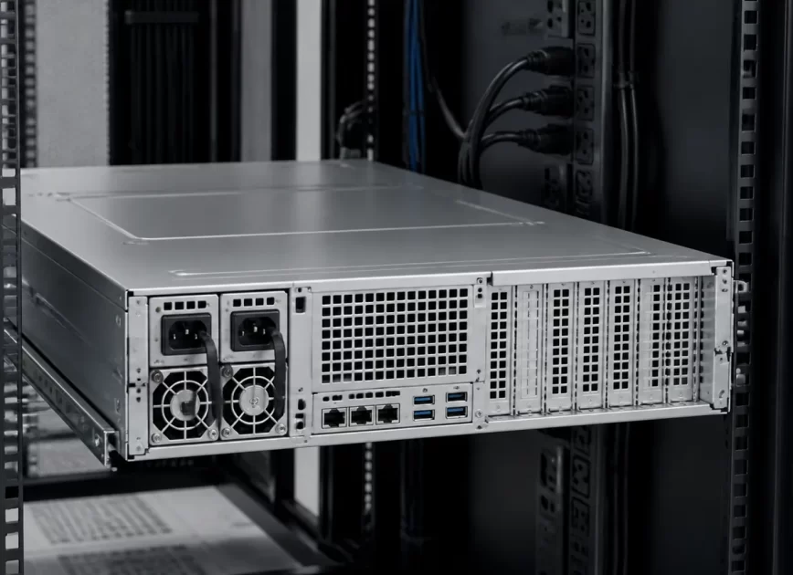 Rack server with redundant power supplies in a data-center rack