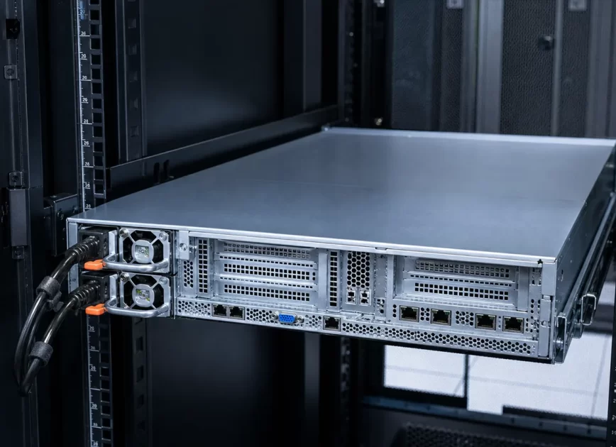 Rack server with redundant power supply modules in a data center
