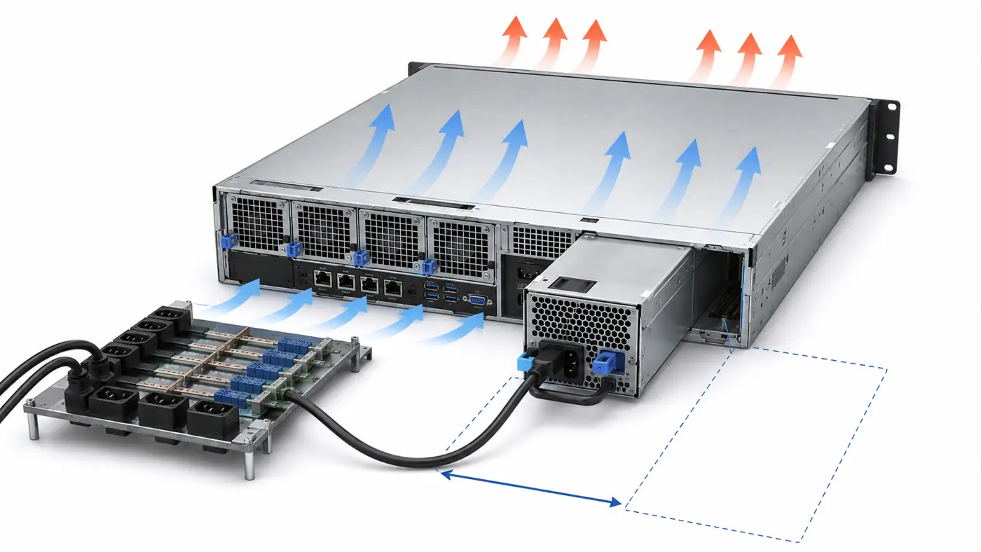 server power path separating ac input psu conversion loss dc output and downstream distribution losses