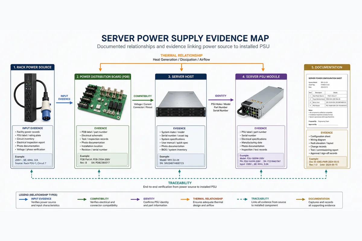 Three qualification paths for server PSU replacement, new assembly integration, and rack deployment