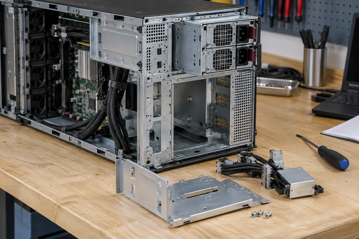 Tower server power enable cage