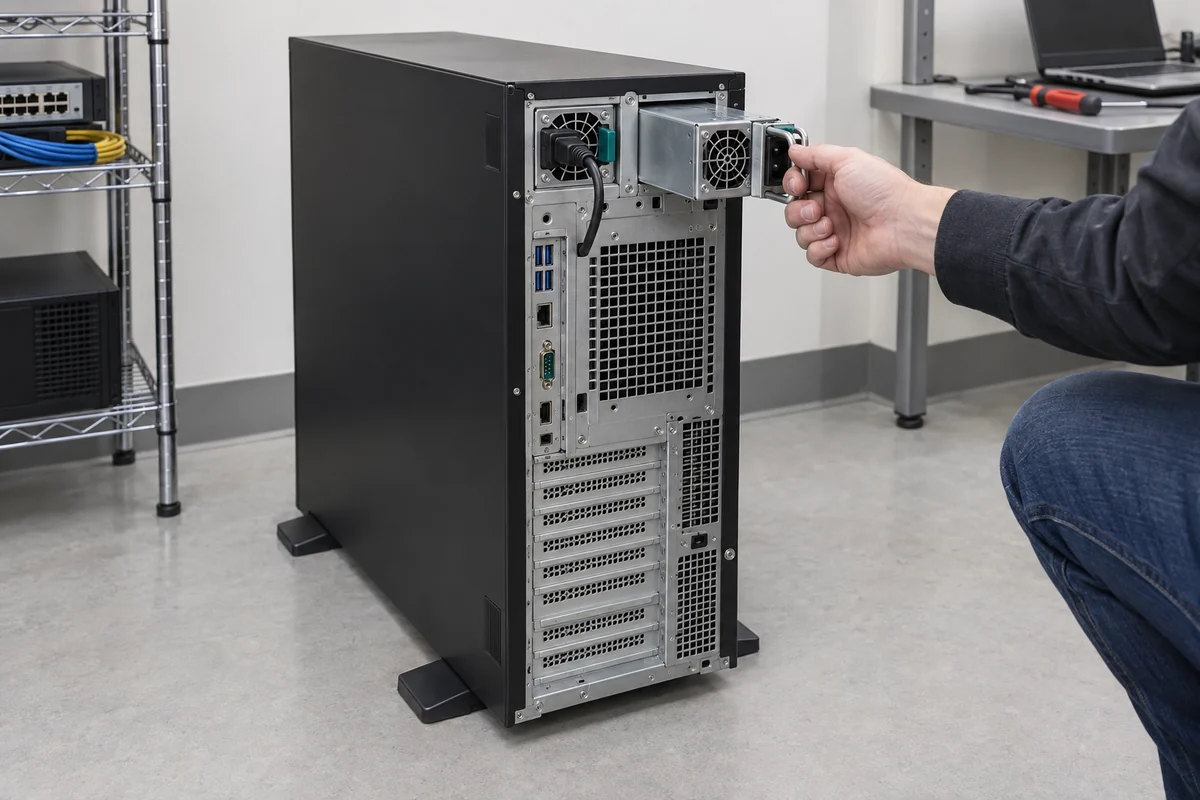 Tower server rear service clearance