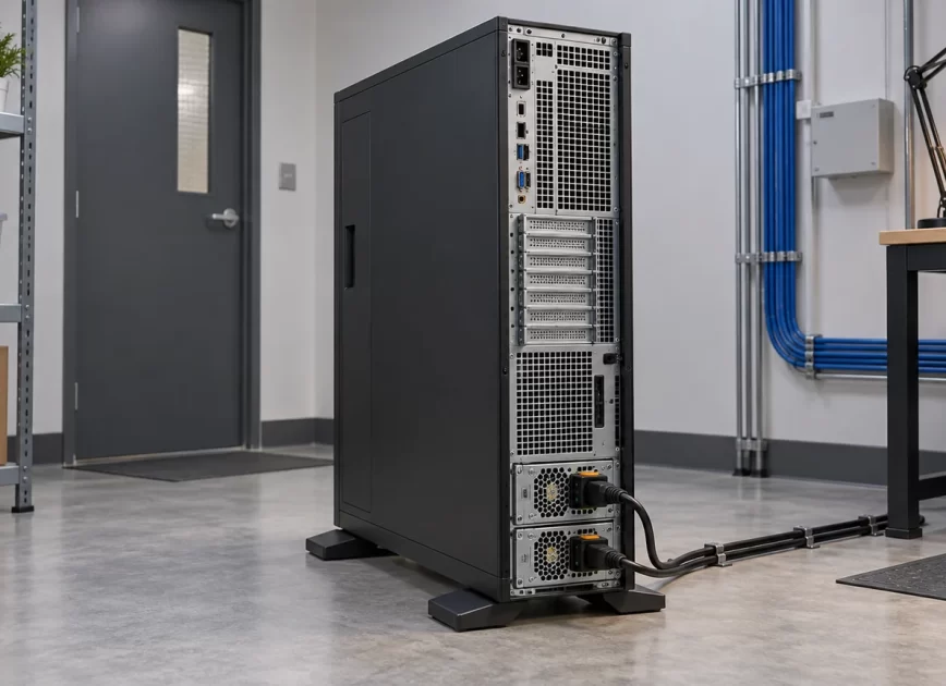 Tower server redundant power assembly