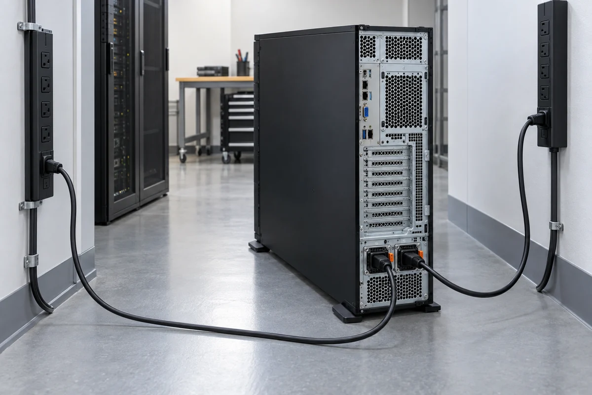 Tower server separate power cords
