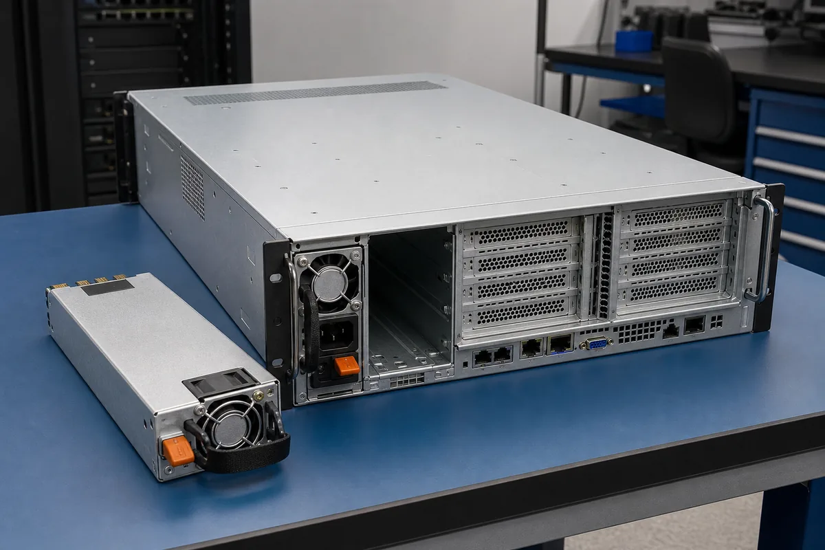 Two-state diagram of a redundant server operating with both CRPS modules with one module removed