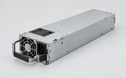 Complete long server power module with fan and extraction handle