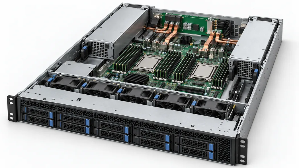 Deep power modules inside a complete open server chassis