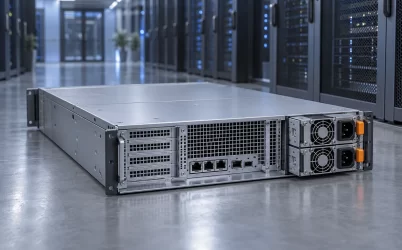 Complete server with two rear hot-plug power supply bays