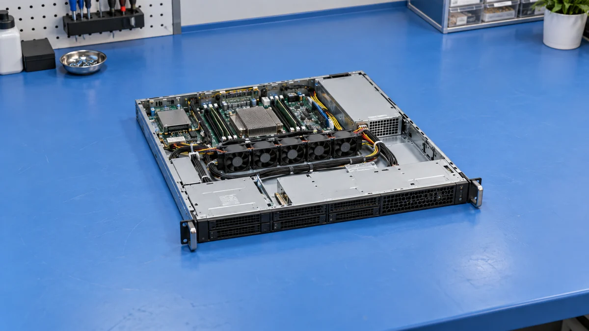 One U server fan wall and power bay