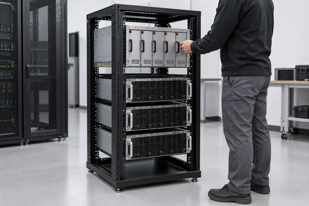 Rack power shelf and server nodes