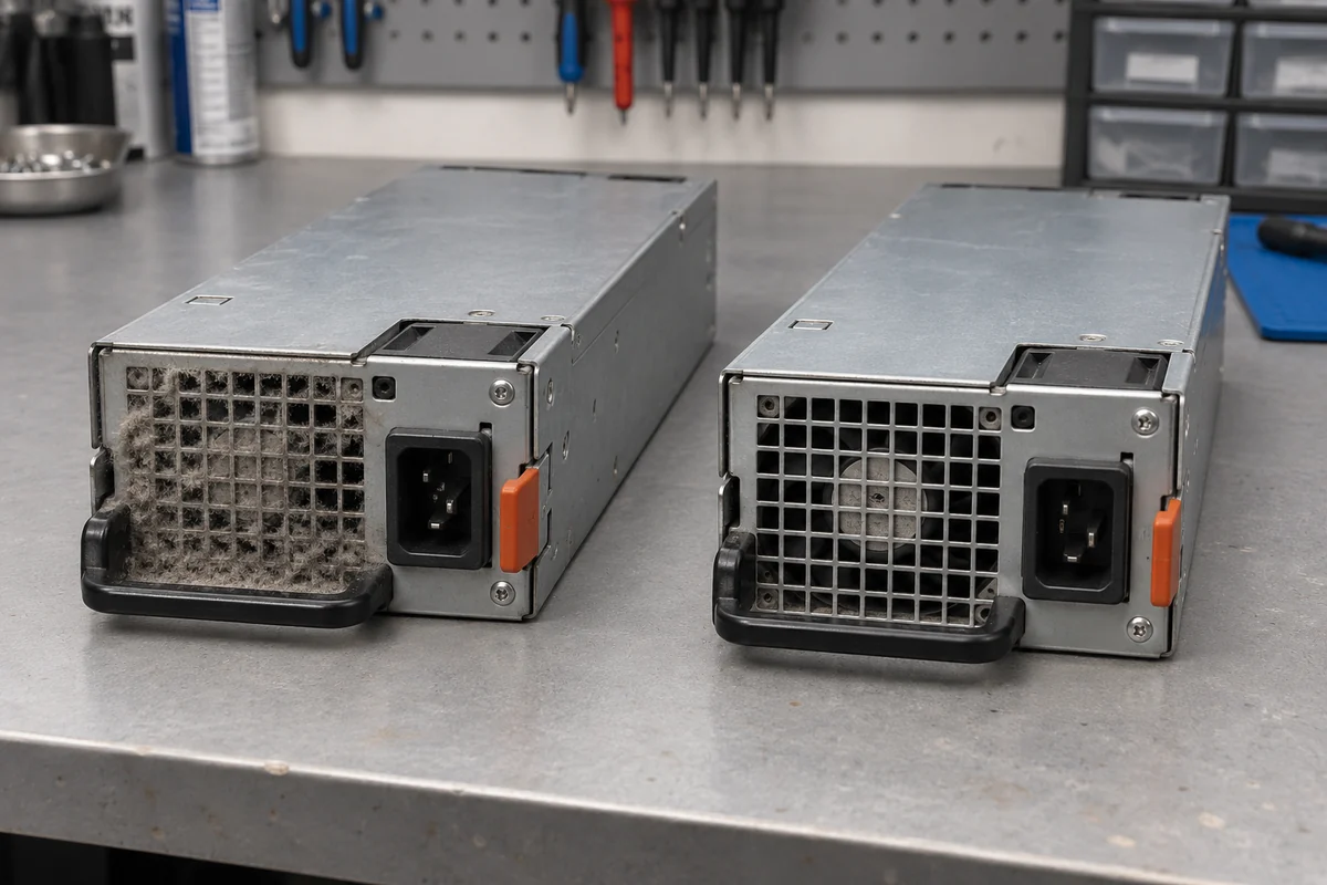 Server PSU dusty intake and clean intake